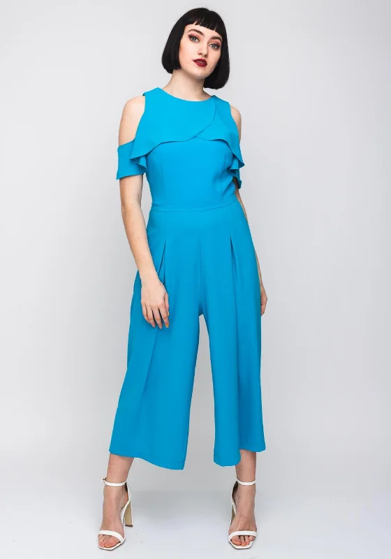 "Sequined dresses for women to shine at parties"Ella Boo Cold Shoulder Culotte Jumpsuit, Aqua Blue "Sequined dresses for women to shine at parties"Ella Boo Cold Shoulder Culotte Jumpsuit, Aqua Blue