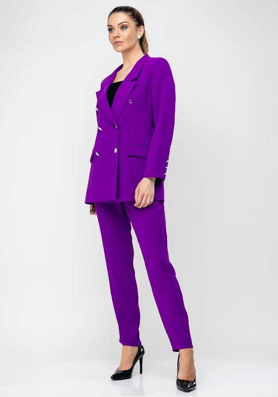 "Affordable plus size women's summer dresses"Ella Boo Double Breasted Trouser Suit, Purple