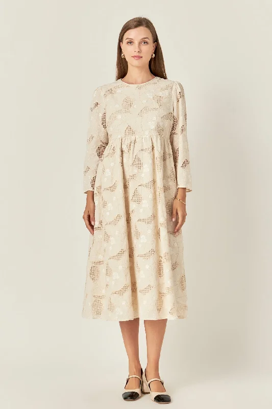 Dresses with Sequined Dots for Ladies' Playful and Sultry LookEmbroidered Lace Midi Dress Dresses with Sequined Dots for Ladies' Playful and Sultry LookEmbroidered Lace Midi Dress