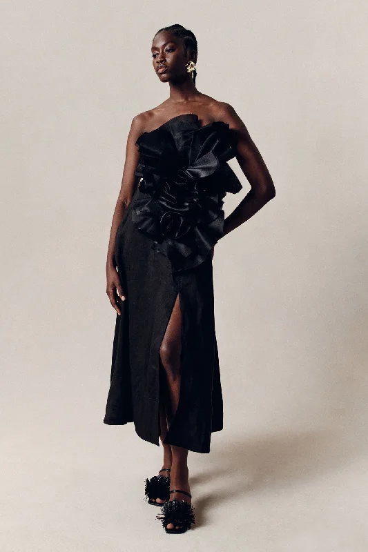 Taffeta Dresses with Pleated Bodice for Ladies' Structured LookEnergy Midi Dress