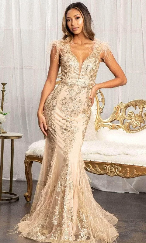 "Trendy casual dresses for women to wear at the beach"GLS by Gloria GL1983 - Feathered Glitter Mermaid Evening Dress "Trendy casual dresses for women to wear at the beach"GLS by Gloria GL1983 - Feathered Glitter Mermaid Evening Dress
