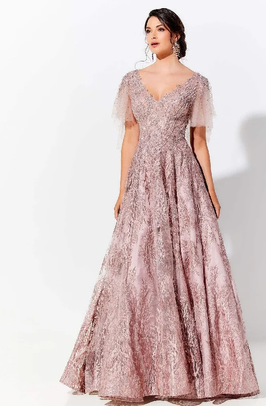Dresses with Satin Trimmed Collar and Bow Back for Ladies' Classic and Intricate LookIvonne D by Mon Cheri - 120D10 Embroidered Lace Pleated A-Line Gown Dresses with Satin Trimmed Collar and Bow Back for Ladies' Classic and Intricate LookIvonne D by Mon Cheri - 120D10 Embroidered Lace Pleated A-Line Gown