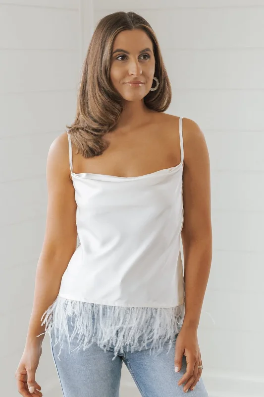 Dresses with Lace and Chiffon Blend for Ladies' Soft and Feminine LookIvory Cowl Neck Cami Tank Top - FINAL SALE Dresses with Lace and Chiffon Blend for Ladies' Soft and Feminine LookIvory Cowl Neck Cami Tank Top - FINAL SALE