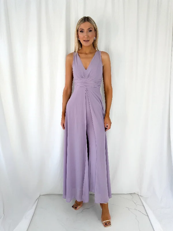 Organza Dresses with Sparkly Appliques for Ladies' Fairy Tale LookJumpsuit with a cape - Lilac Organza Dresses with Sparkly Appliques for Ladies' Fairy Tale LookJumpsuit with a cape - Lilac