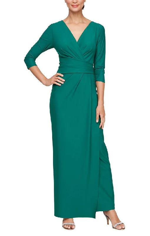 Halter Neck Sleeveless Dresses for Ladies' Outdoor ActivitiesLong Surplice Compression Column Dress with Tucking Detail at Waist Halter Neck Sleeveless Dresses for Ladies' Outdoor ActivitiesLong Surplice Compression Column Dress with Tucking Detail at Waist