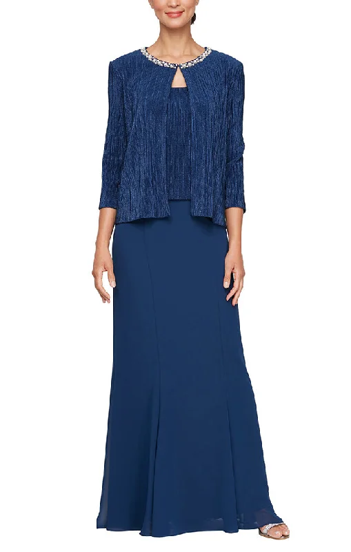 Comfortable Linen Shift Dresses for Ladies' Daily WearLong Metallic Knit Scoop Neck Mock Dress with Embellished Neck Jacket Comfortable Linen Shift Dresses for Ladies' Daily WearLong Metallic Knit Scoop Neck Mock Dress with Embellished Neck Jacket