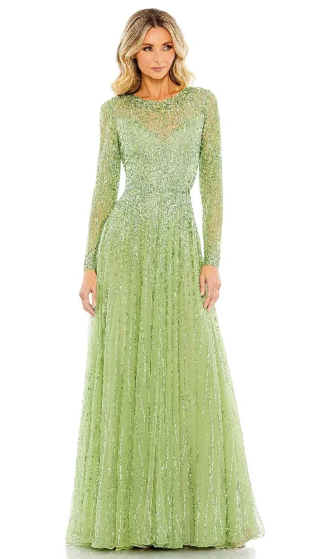 Dresses with Embroidered Birds and Sequined Floral Motifs for Ladies' Nature Inspired and Elegant LookMac Duggal 5636 - Long Sleeve Sequin Embellished Prom Gown