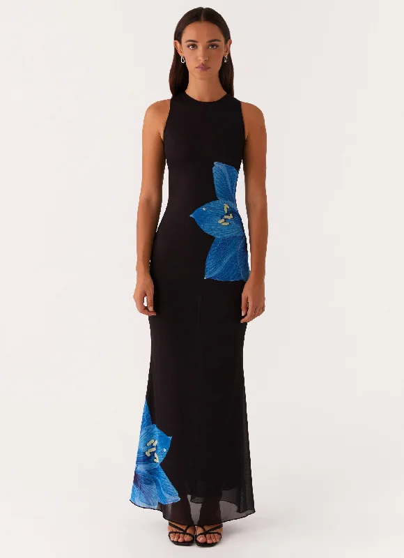 Mesh Paneled Dresses for Ladies' Modern EdgeManhattan Nights Maxi Dress - Black