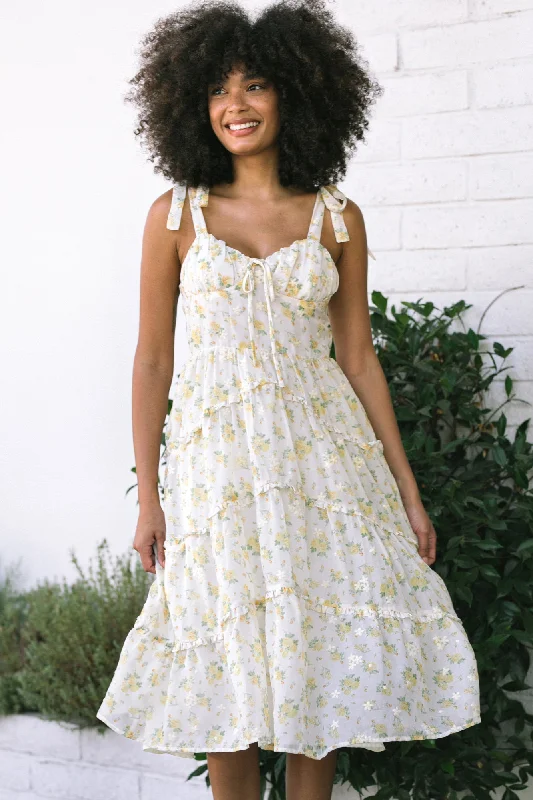 Dresses with Tiered Skirts for Ladies' Playful LookMargot Ruffled Midi Dress