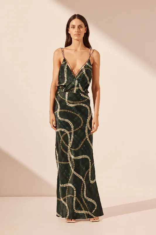 Dresses with Ruffled Hem and Bow at the Waist for Ladies' Sweet and Feminine LookNOA SILK BIAS CUT MAXI SKIRT Dresses with Ruffled Hem and Bow at the Waist for Ladies' Sweet and Feminine LookNOA SILK BIAS CUT MAXI SKIRT