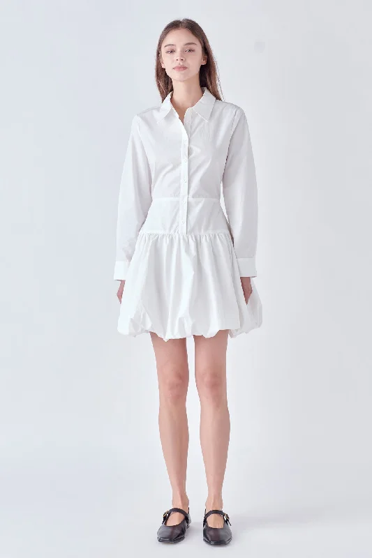 Satin Dresses with Embroidered Bodice for Ladies' Timeless LookPoplin Shirt Dress with Bubble Hem Satin Dresses with Embroidered Bodice for Ladies' Timeless LookPoplin Shirt Dress with Bubble Hem