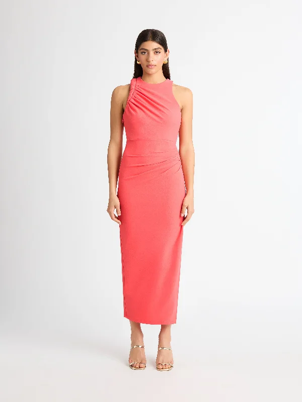 Dresses with Satin Trimmed Collar for Ladies' Classic LookPORTLAND MIDI DRESS