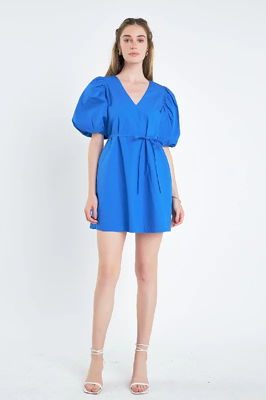 Embroidered Silk Dresses for Ladies' Elegant TouchPuff Sleeve A-line Shift Mini Dress Embroidered Silk Dresses for Ladies' Elegant TouchPuff Sleeve A-line Shift Mini Dress