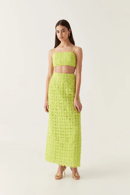 Dresses with Sheer Panels and Beaded Trim and Embroidered Paisley Patterns and Ruffled Hem for Ladies' Sultry and Exotic LookQuintette Textured Midi Skirt Dresses with Sheer Panels and Beaded Trim and Embroidered Paisley Patterns and Ruffled Hem for Ladies' Sultry and Exotic LookQuintette Textured Midi Skirt