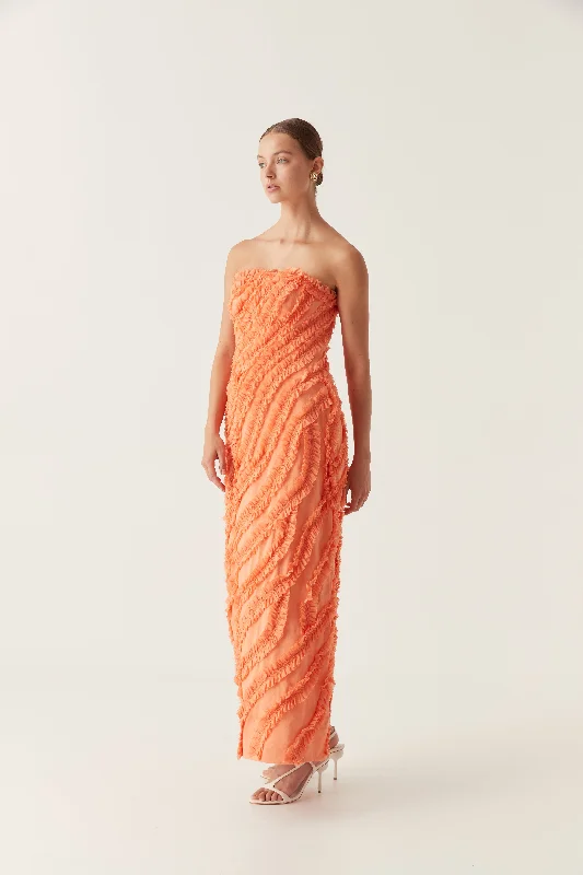Dresses with Ruffled Hem and Bow at the Waist for Ladies' Sweet and Feminine LookTerrene Frill Maxi Dress Dresses with Ruffled Hem and Bow at the Waist for Ladies' Sweet and Feminine LookTerrene Frill Maxi Dress