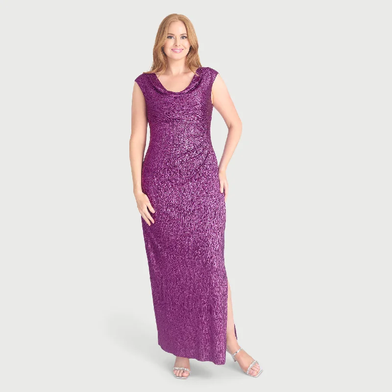 Dresses with Sheer Panels and Beaded Trim for Ladies' Sexy and Polished LookTurner Fuchsia Cowl Neck Floor Length Dress Dresses with Sheer Panels and Beaded Trim for Ladies' Sexy and Polished LookTurner Fuchsia Cowl Neck Floor Length Dress