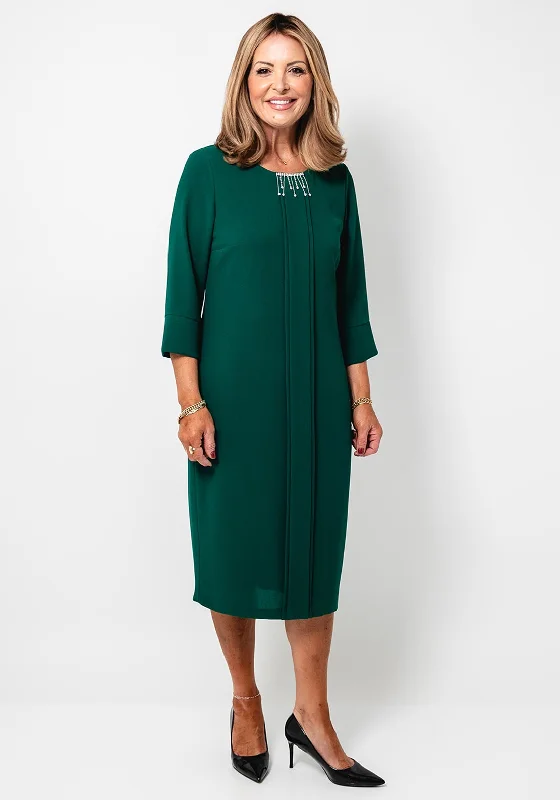 Dresses with Pleated Tulle Skirt for Ladies' Princess LookVia Veneto Liberty Embellished Neck Shift Dress, Forest Green Dresses with Pleated Tulle Skirt for Ladies' Princess LookVia Veneto Liberty Embellished Neck Shift Dress, Forest Green