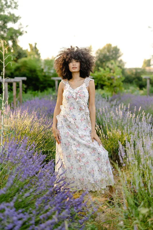Embroidered Silk Dresses for Ladies' Elegant TouchVioletta Ruffled Maxi Dress