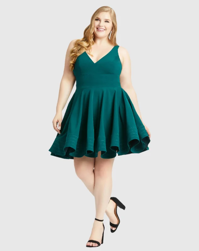silk mini dressesSleeveless V Neck Fit & Flare Mini Dress