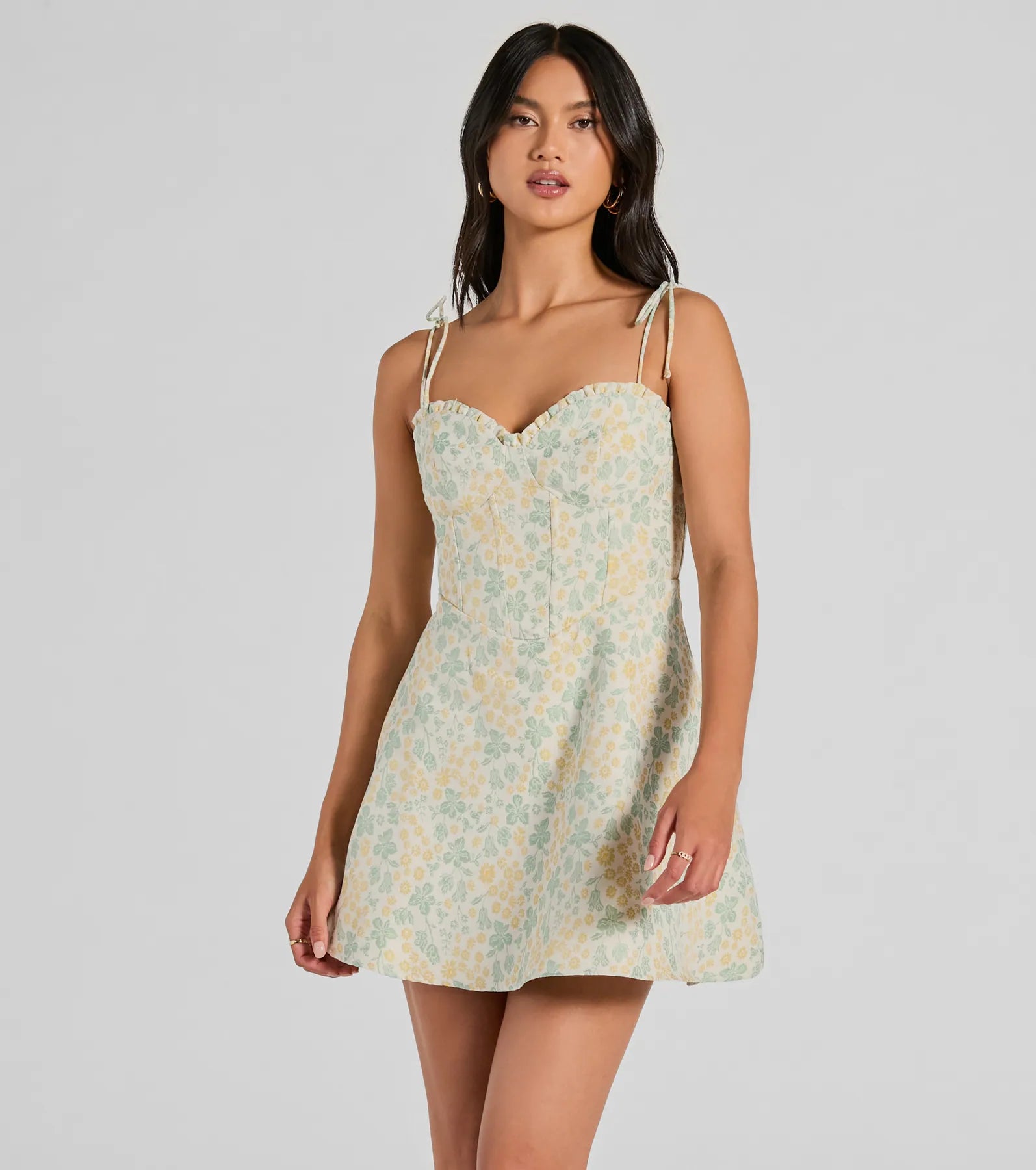 wrap style mini dressesAdorable Confidence Floral Jacquard Skater Dress