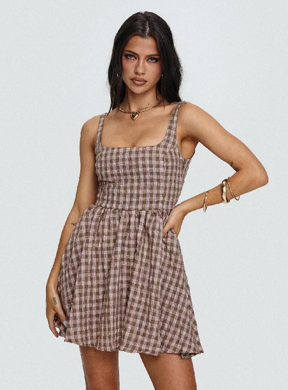 black mini dressesCartmel Mini Dress Brown / Pink