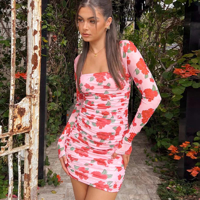 plus size mini dressesFlower Print Pleated Bodycon Bandage Spring Summer Nightclub Sexy Party Mini Dress plus size mini dressesFlower Print Pleated Bodycon Bandage Spring Summer Nightclub Sexy Party Mini Dress
