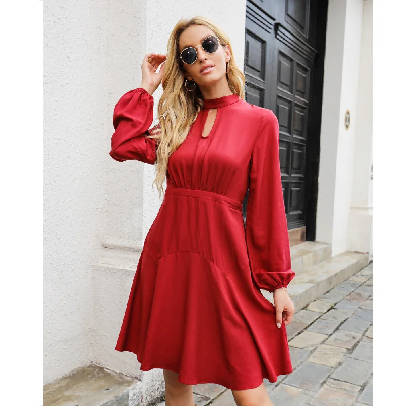 polka dot mini dressesFashion Forward Keyhole Dress - Fuchsia