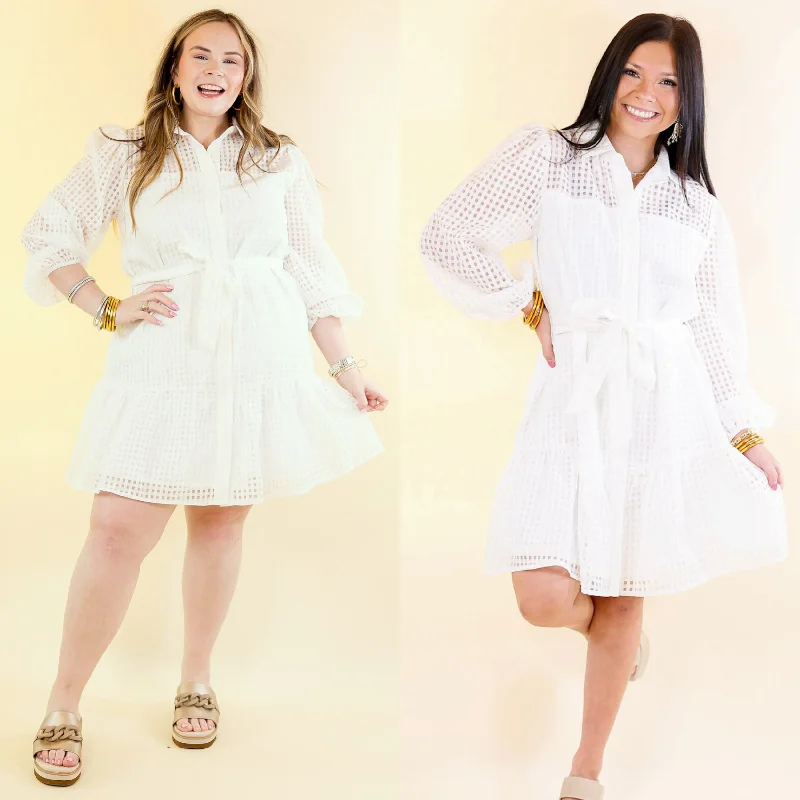 office appropriate mini dressesFresh Air Sheer Gingham Print Button Up Dress in Ivory office appropriate mini dressesFresh Air Sheer Gingham Print Button Up Dress in Ivory