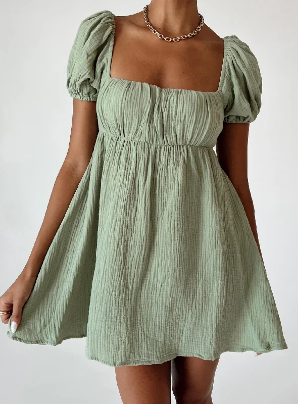 halter neck mini dressesLet's Dance Mini Dress Sage