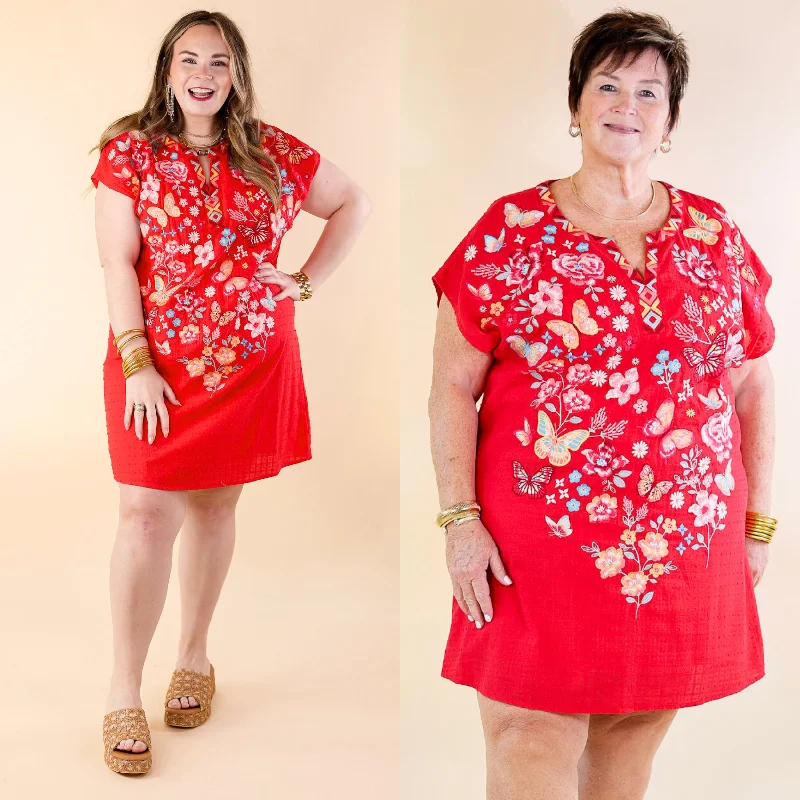 bridal party mini dressesLovely Feeling Floral Embroidered Dress with a Notched Neckline in Red bridal party mini dressesLovely Feeling Floral Embroidered Dress with a Notched Neckline in Red