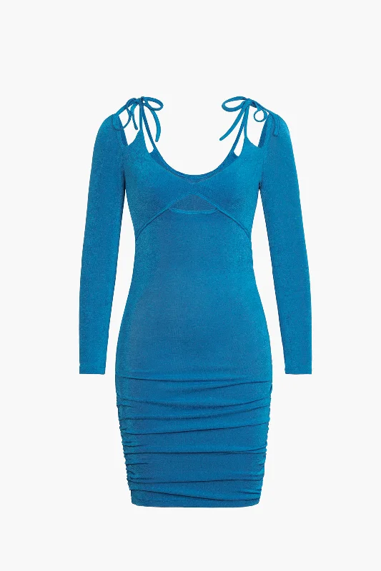 sporty mini dressesBlue Cut Out Bodycon Mini Dress