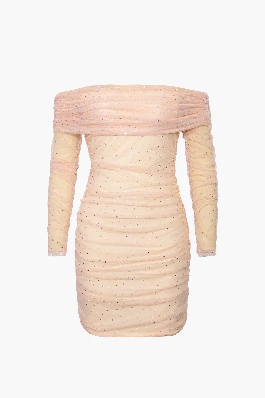 sexy bodycon mini dressesSequins Mesh Ruched Mini Dress