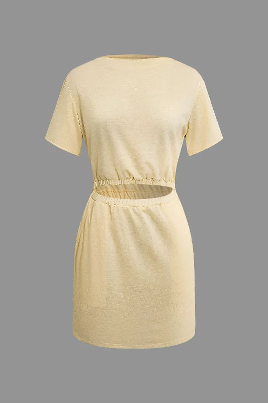 minimalist mini dressesSolid Cut Out Mini Dress