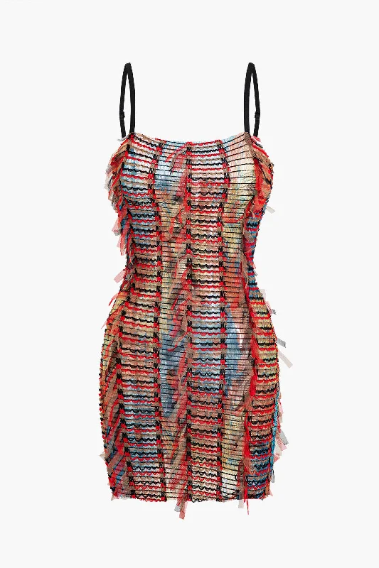 kids mini dressesStriped Textured Spaghetti Strap Mini Dress
