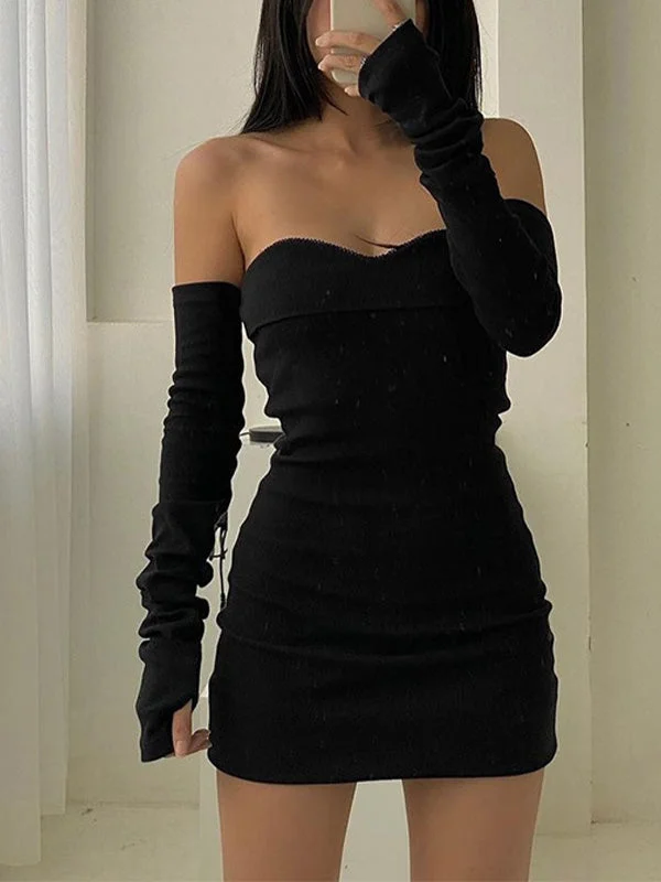 lightweight mini dressesOff Shoulder Long Sleeve Mini Dress