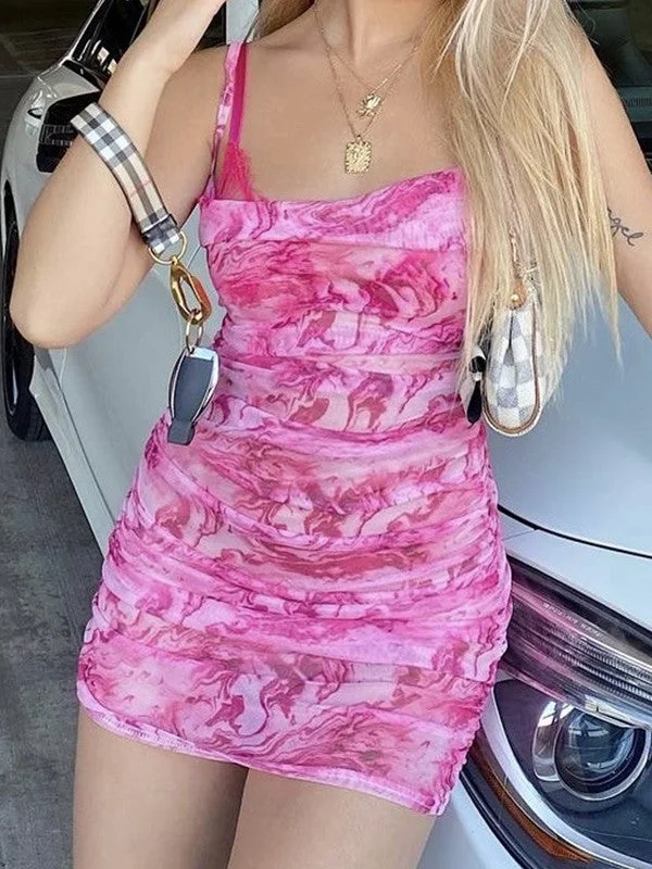 metallic mini dressesMarble Print Bodycon Mini Dress