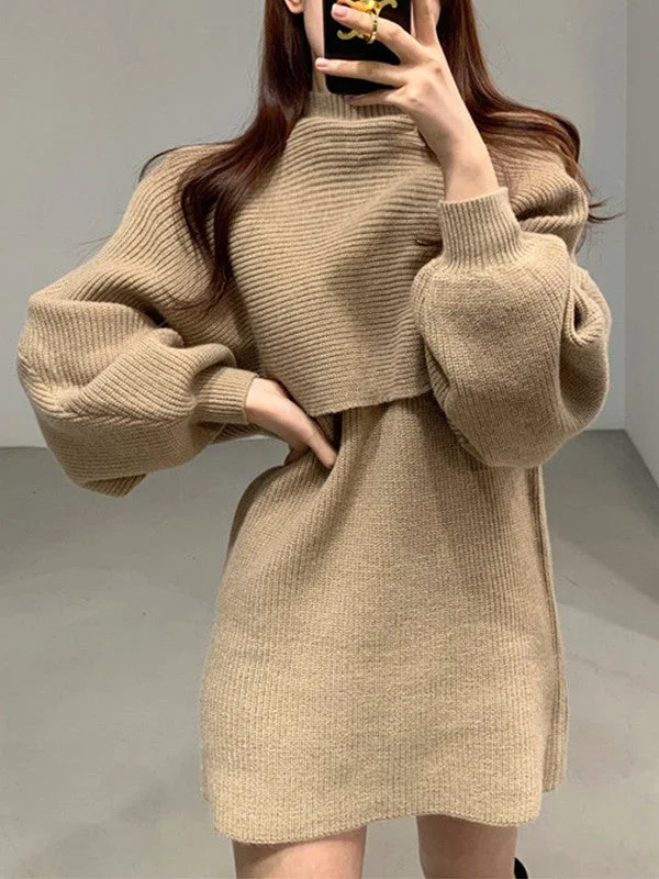 quick dry mini dressesLong Sleeve Crop Top & Sweater Dress Set