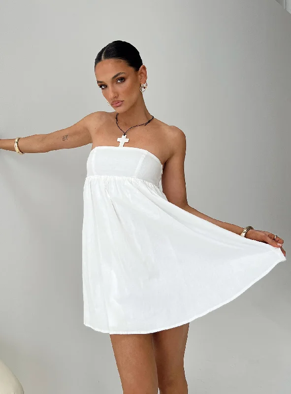 vintage style mini dressesOsment Strapless Mini Dress White