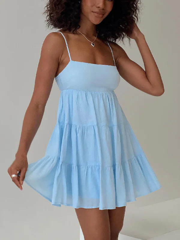 peasant style mini dressesPalatial Mini Dress Light Blue