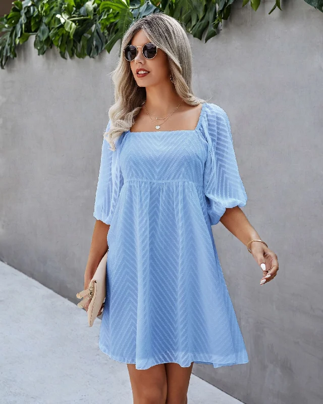 layered mini dressesSilverado Gingham Babydoll Dress - Blue
