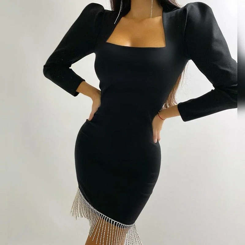 short sleeve mini dressesBerriesJam - 2024 Square Collar Long Sleeve Slim Tassel Party Dress short sleeve mini dressesBerriesJam - 2024 Square Collar Long Sleeve Slim Tassel Party Dress