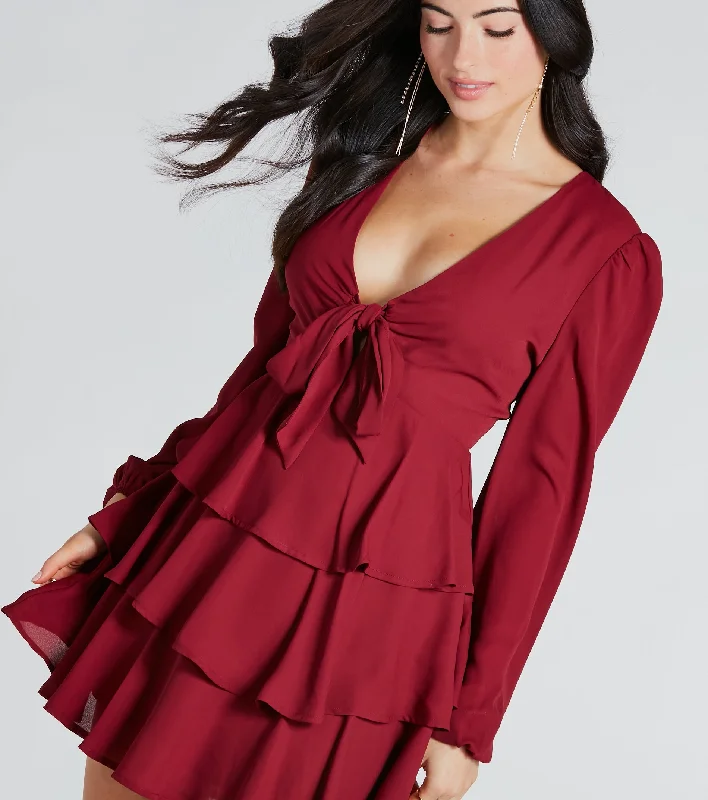 retro 80s mini dressesSweet Sensation Chiffon Ruffle Skater Dress