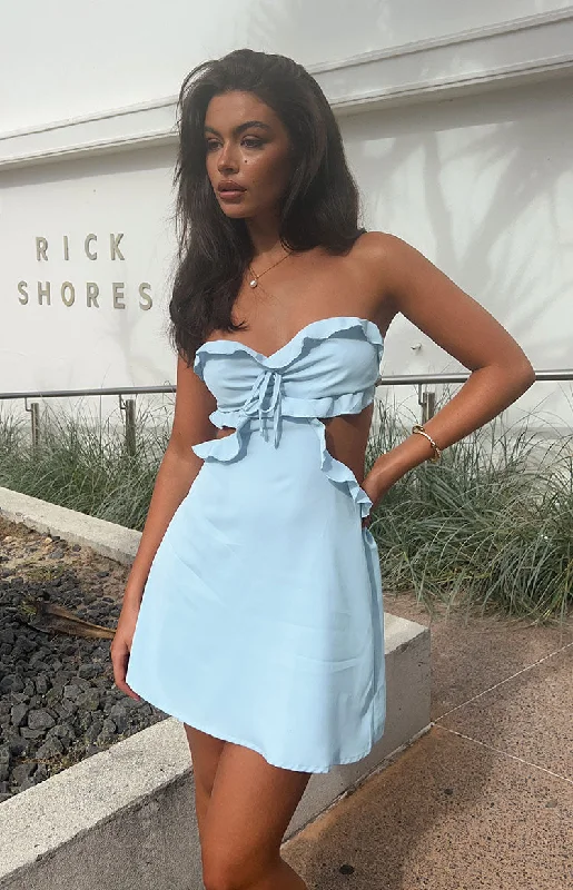 breathable mini dressesTenley Blue Strapless Mini Dress